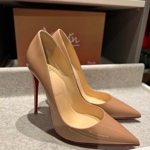 Christian Louboutin So Kate 120 Patent Nude Leather Pumps 36.5/ 6.5